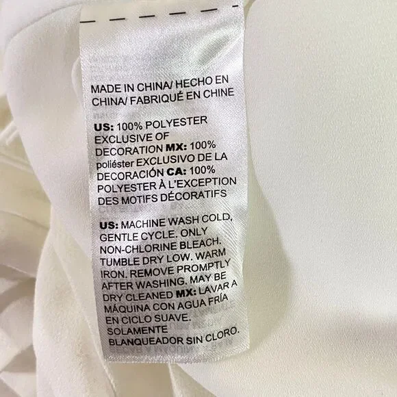 WHBM Tiered Pleats Tank Top Womens Size 14 Off White Black Necktie Lined NWOT - Picture 12 of 15